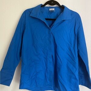 Blue No Iron Chicos Women’s Blouse Size 2 US L  100% Cotton